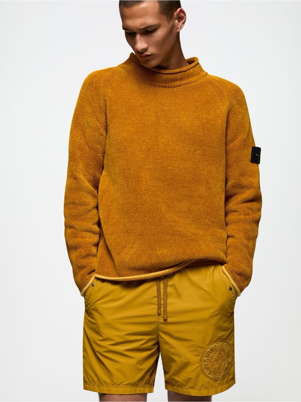 STONE ISLAND gold rollneck sweater